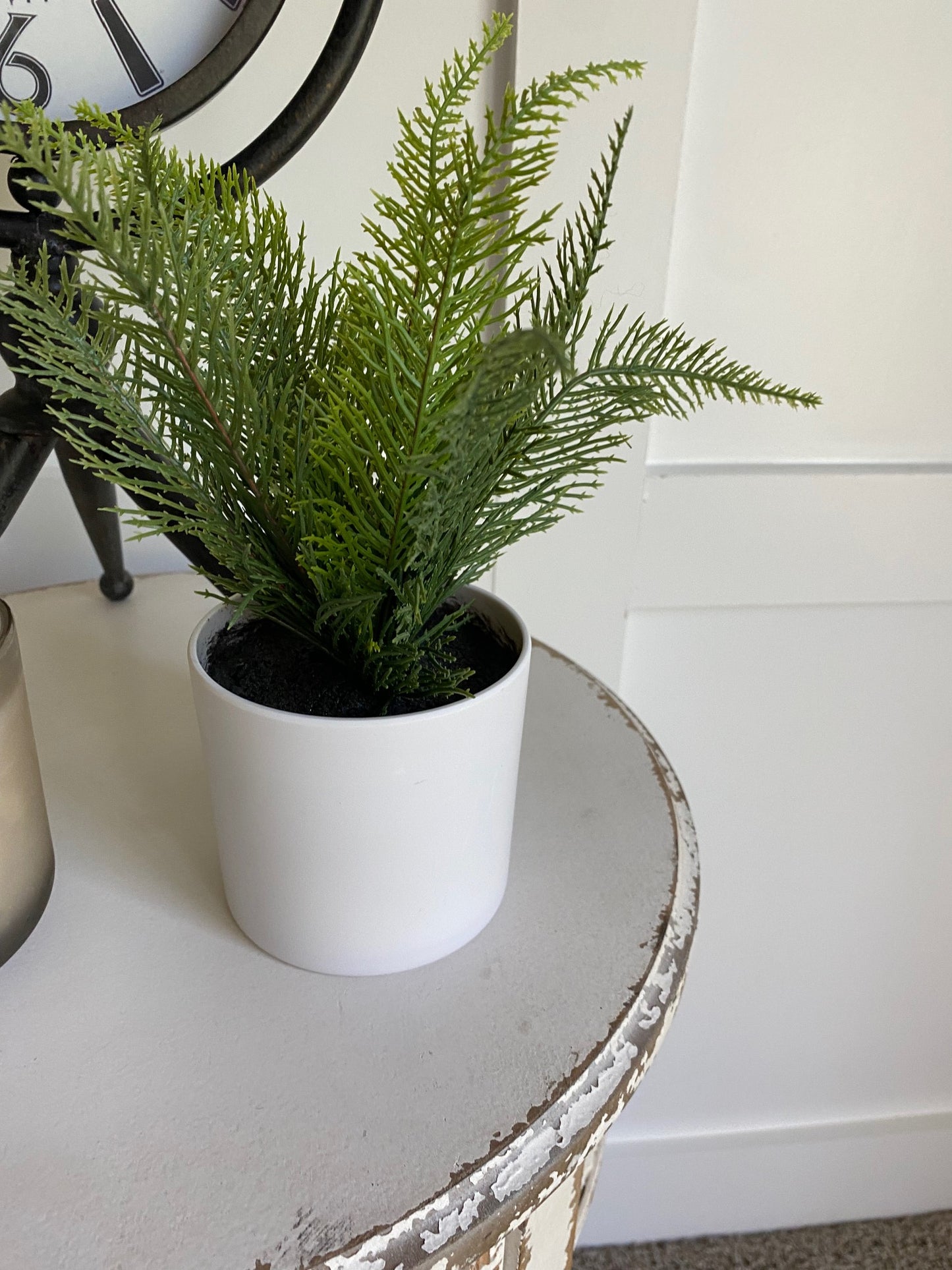 Small Faux Fern in White Pot