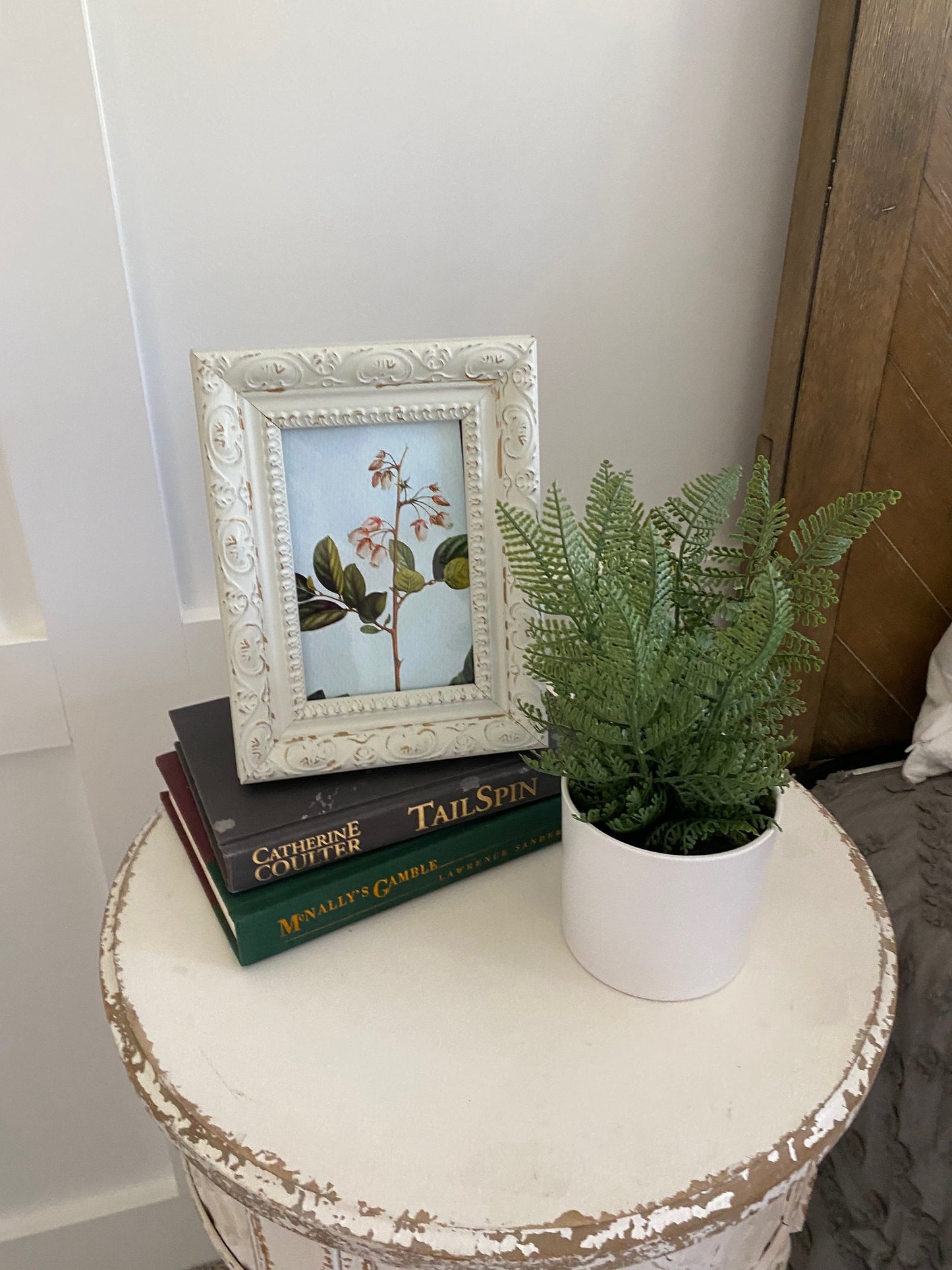 Small Faux Fern in White Pot