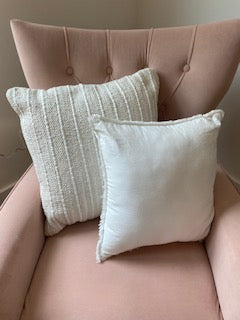 Small White Fray Throw Pillow