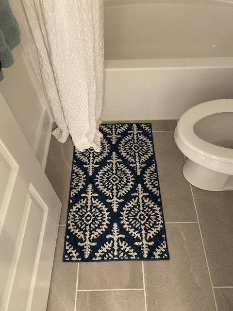 Navy and White Rug - 2x3