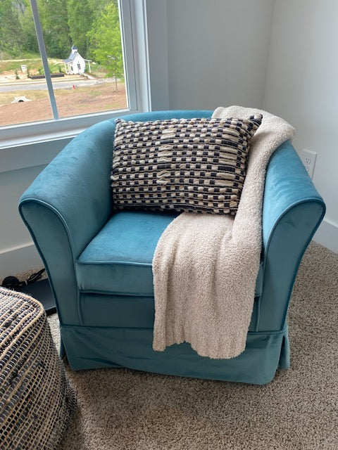 Blue Velvet Swivel Chair