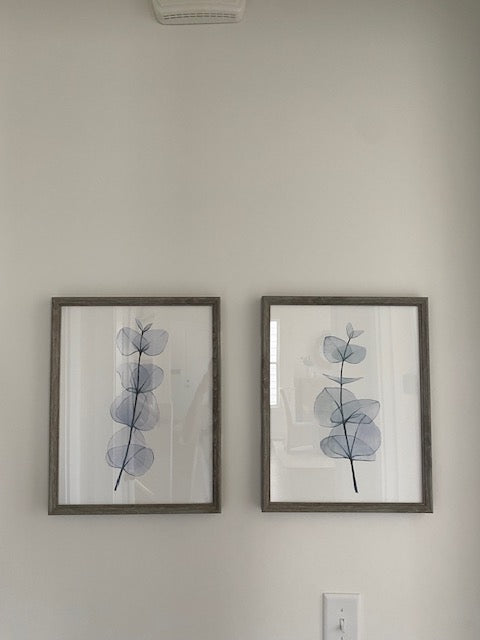 Framed Leaf Art Under Glass - Set of 2