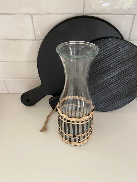 Glass Carafe with Wicker Overlay