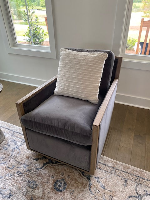 Gray Swivel Velvet Chair