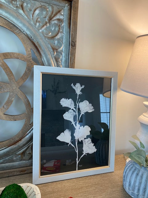 Black and White Framed Floral Art