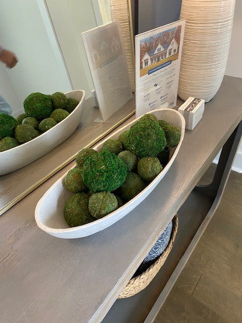 Concrete Oval Bowl with Moss Balls