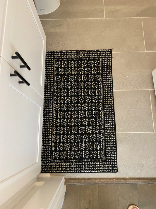 Black Patterned Bathroom Rug