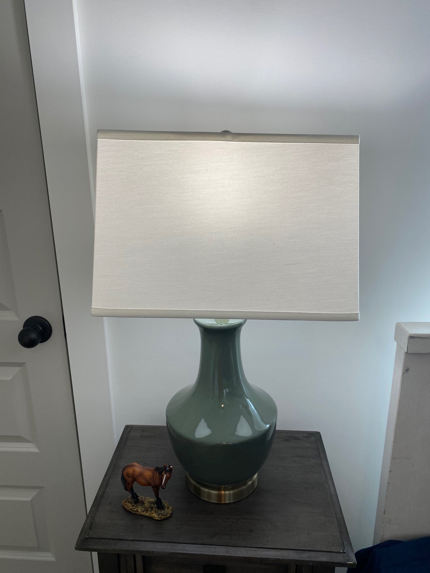 Green Lamp with Rectangle Shade