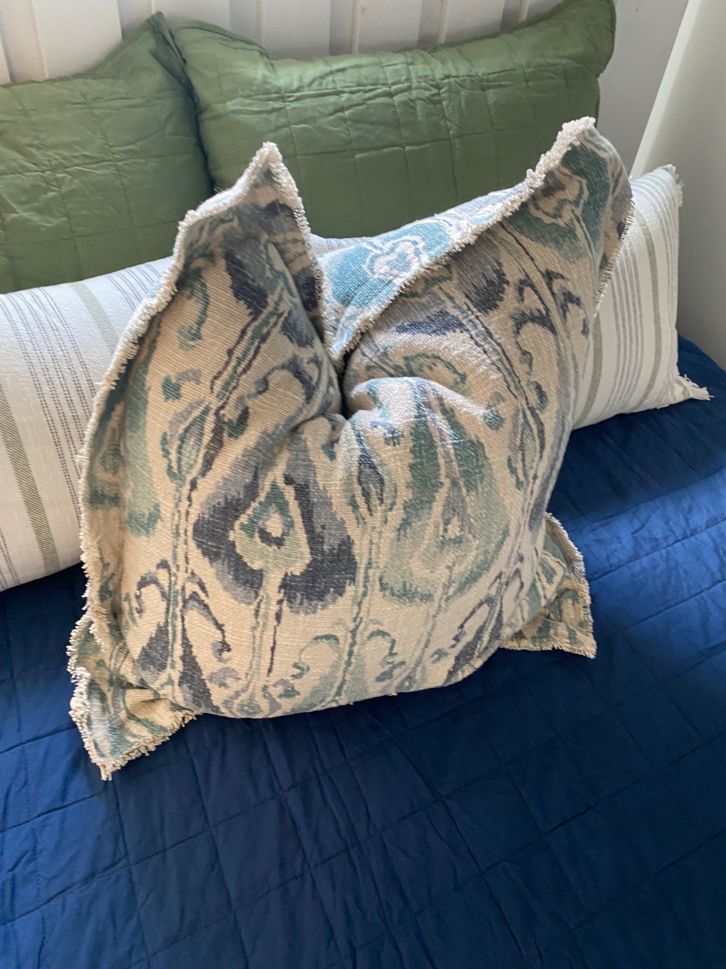 Blue and Green Patterned Pillow