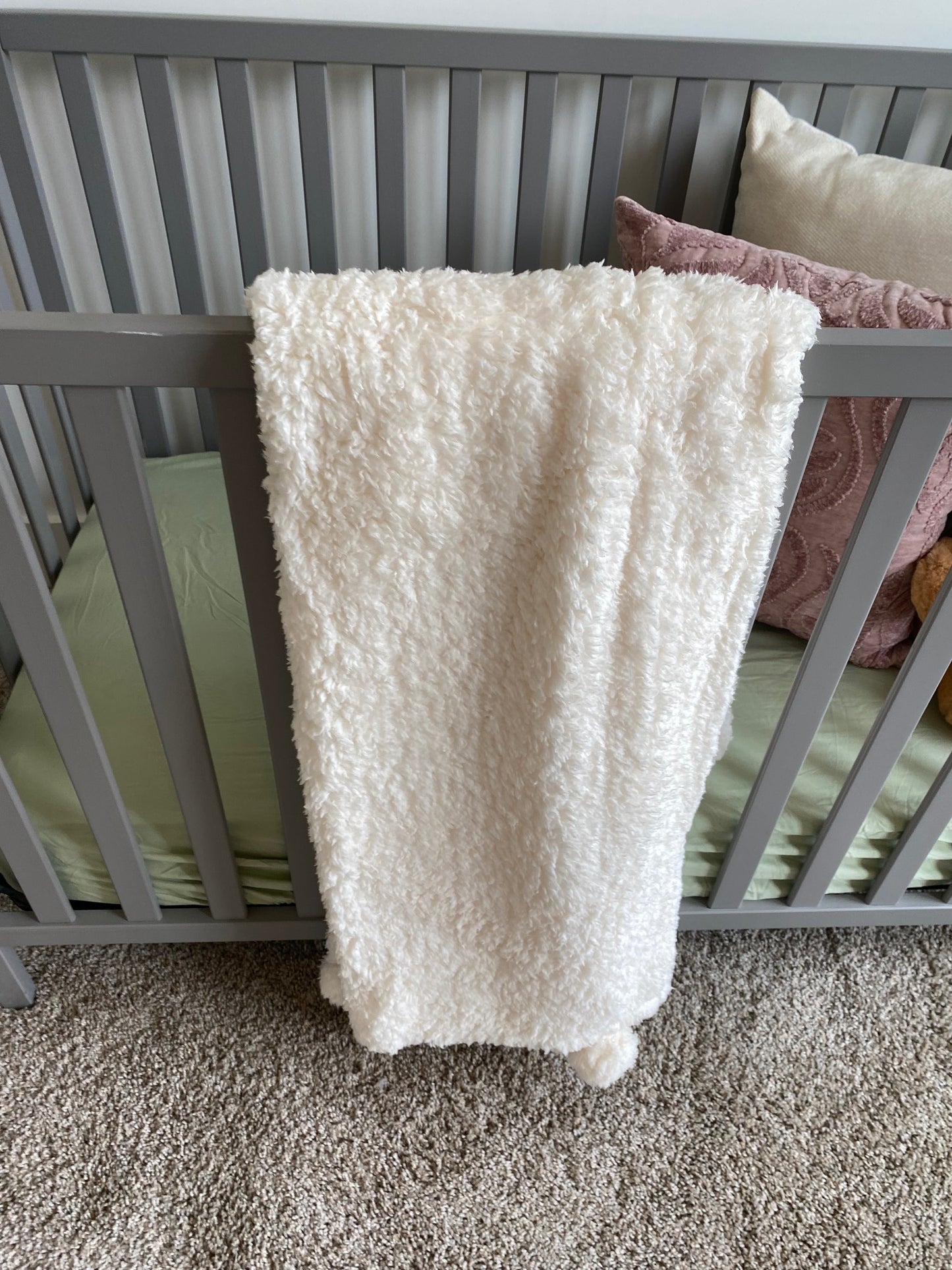 Cream Pom Pom Blanket