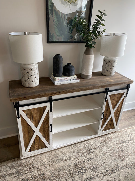 Rustic Barn Door Console Table