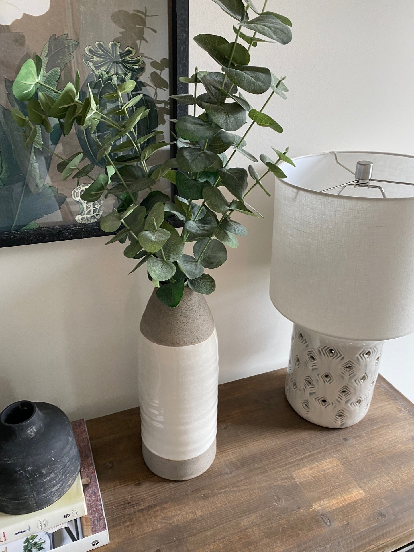 Stoneware Jar with Eucalyptus