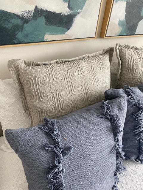 Gray Greek Key Euro Pillow - Set of 2