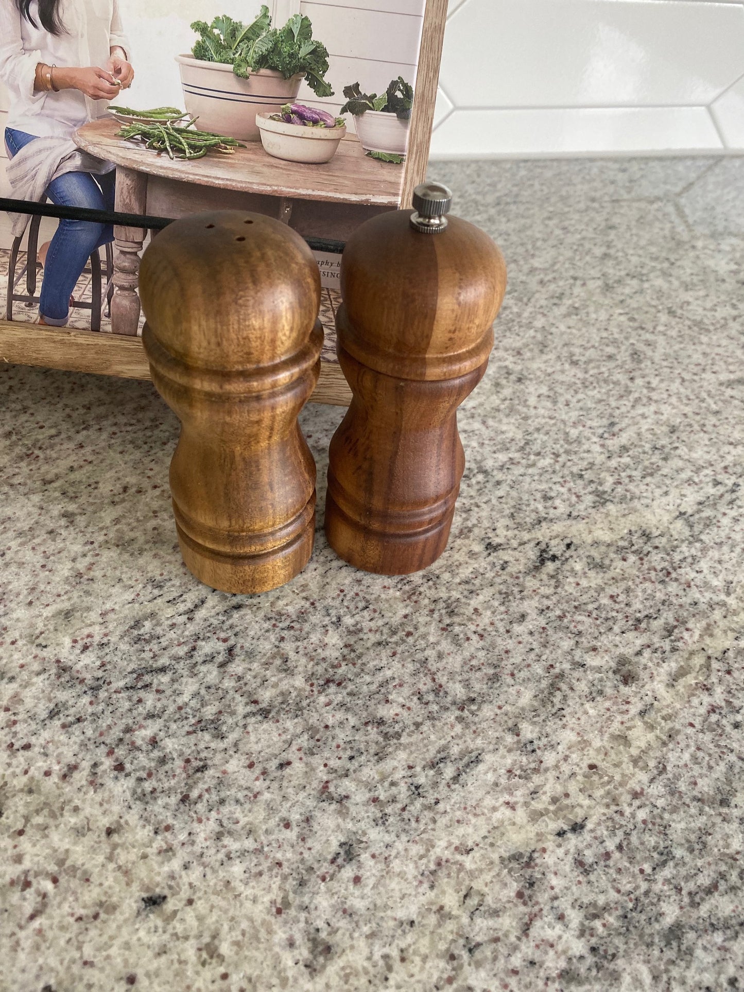 Wood Antique Salt and Pepper Shakers