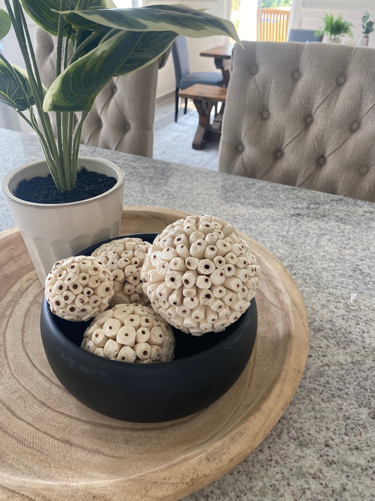 Black Wood Bowl with Filler