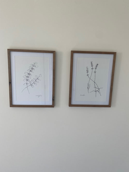 Greenery Sketch Wall Art - Set of 2