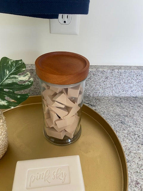 Wood Lid Canister with Sponges