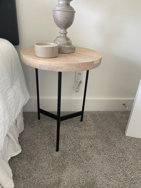 Three Leg Black and Wood Side Table