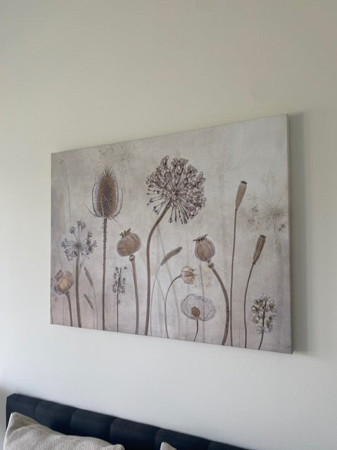 Brown Wildflower Wall Canvas