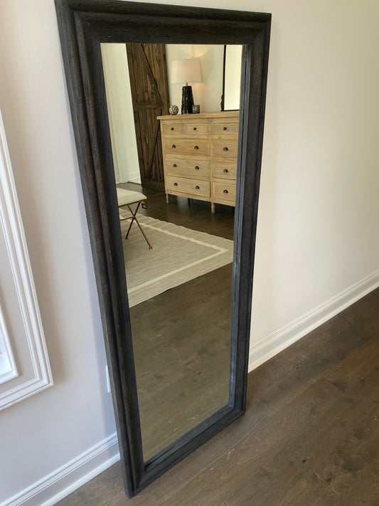 Black Wood Rectangle Floor Mirror