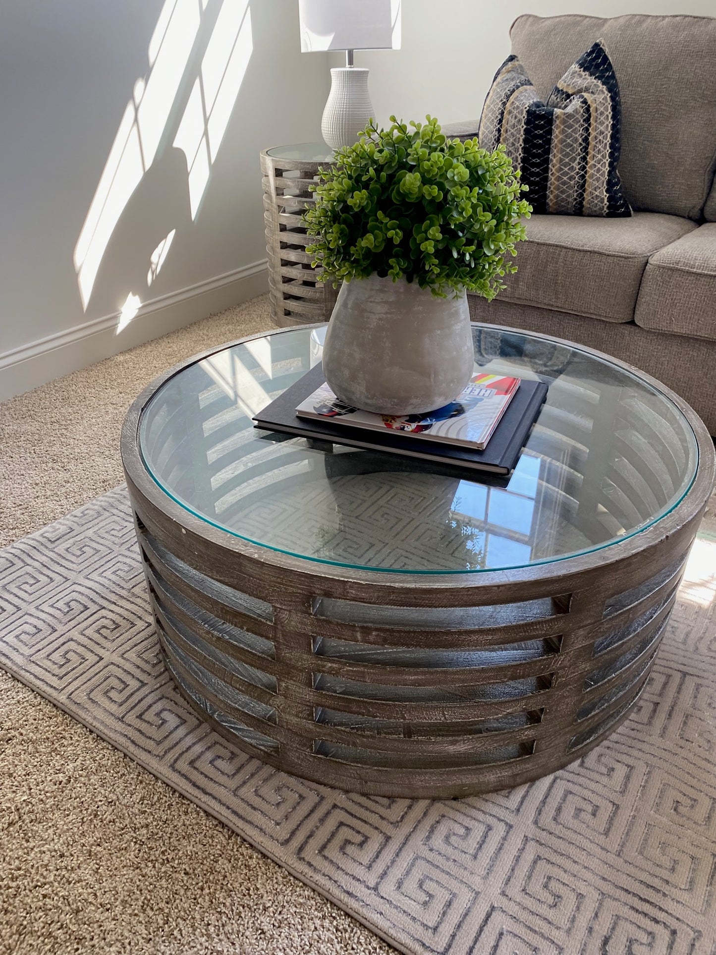 Glass Top Round Coffee Table