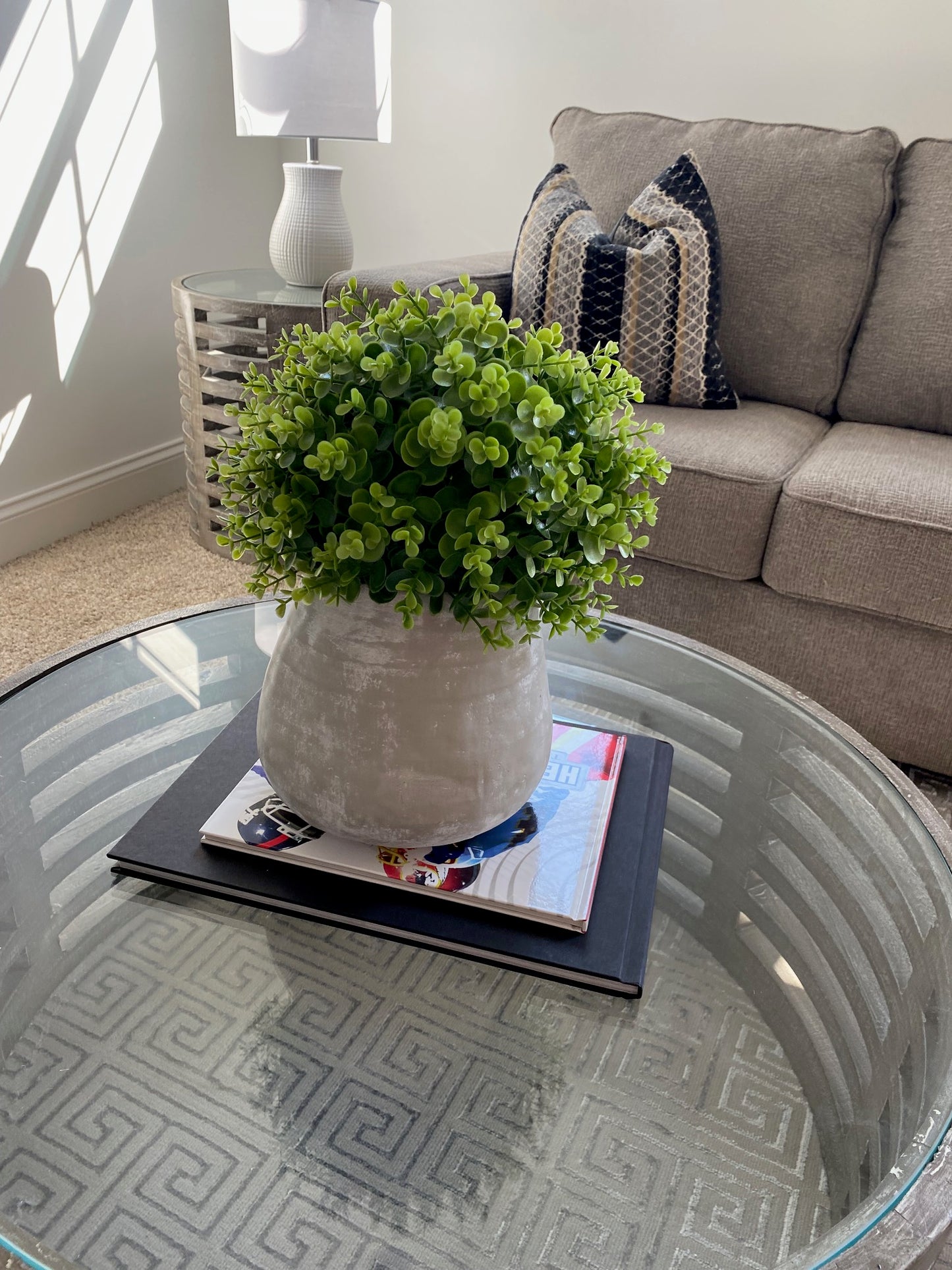 Round Boxwood in Stone Pot