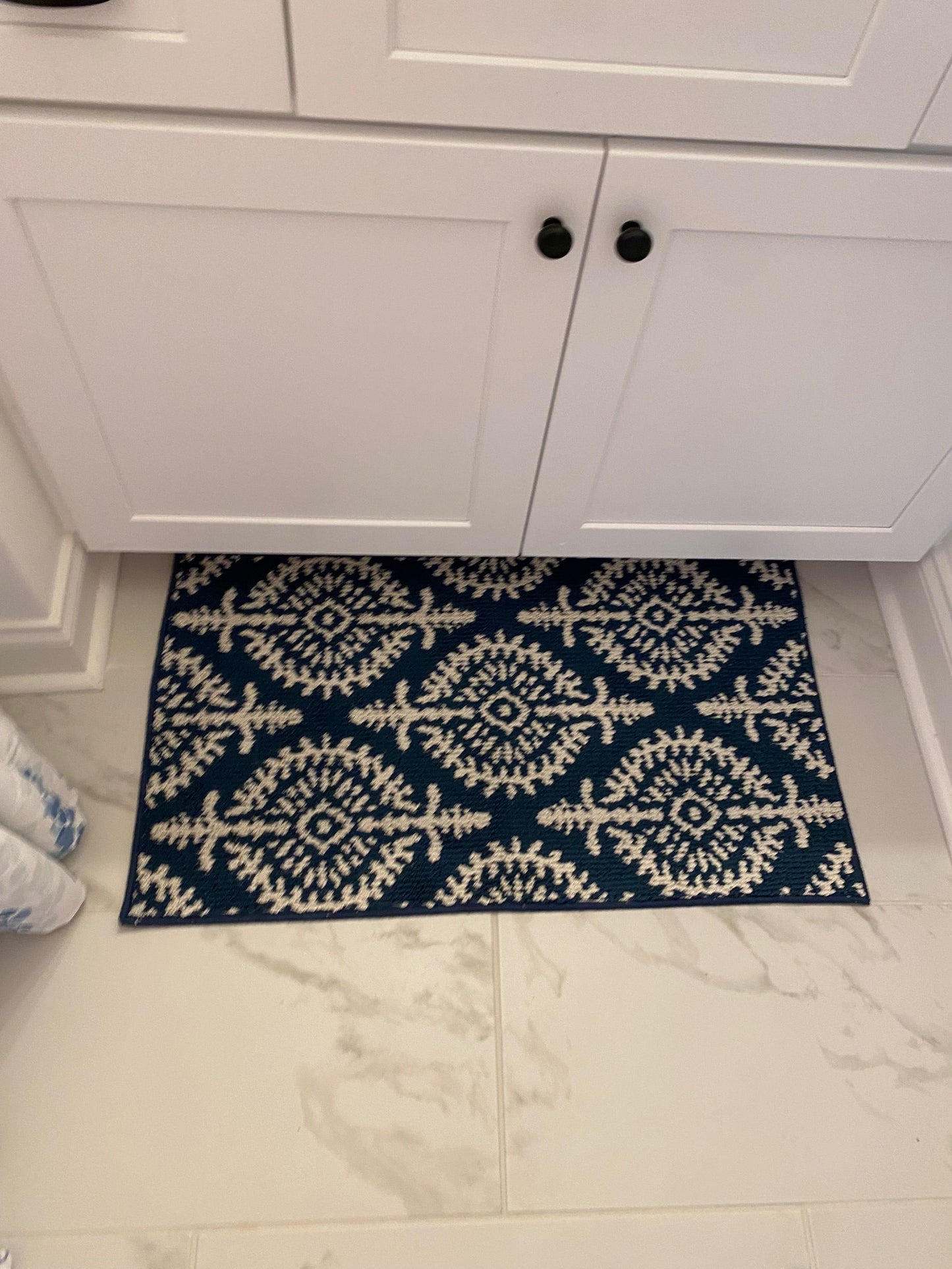 Navy and White Rug - 2x3