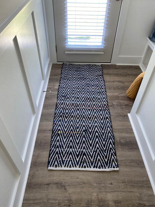 Black Woven Chevron Runner