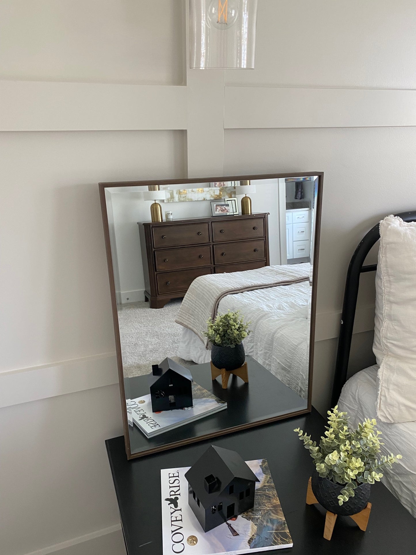 Brown Wood Rectangle Mirror