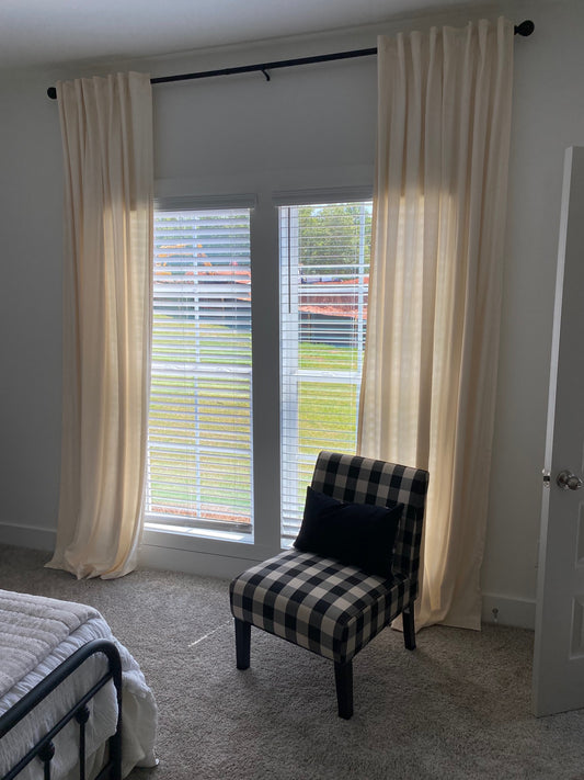 Ivory Velvet Curtains and Black Rod