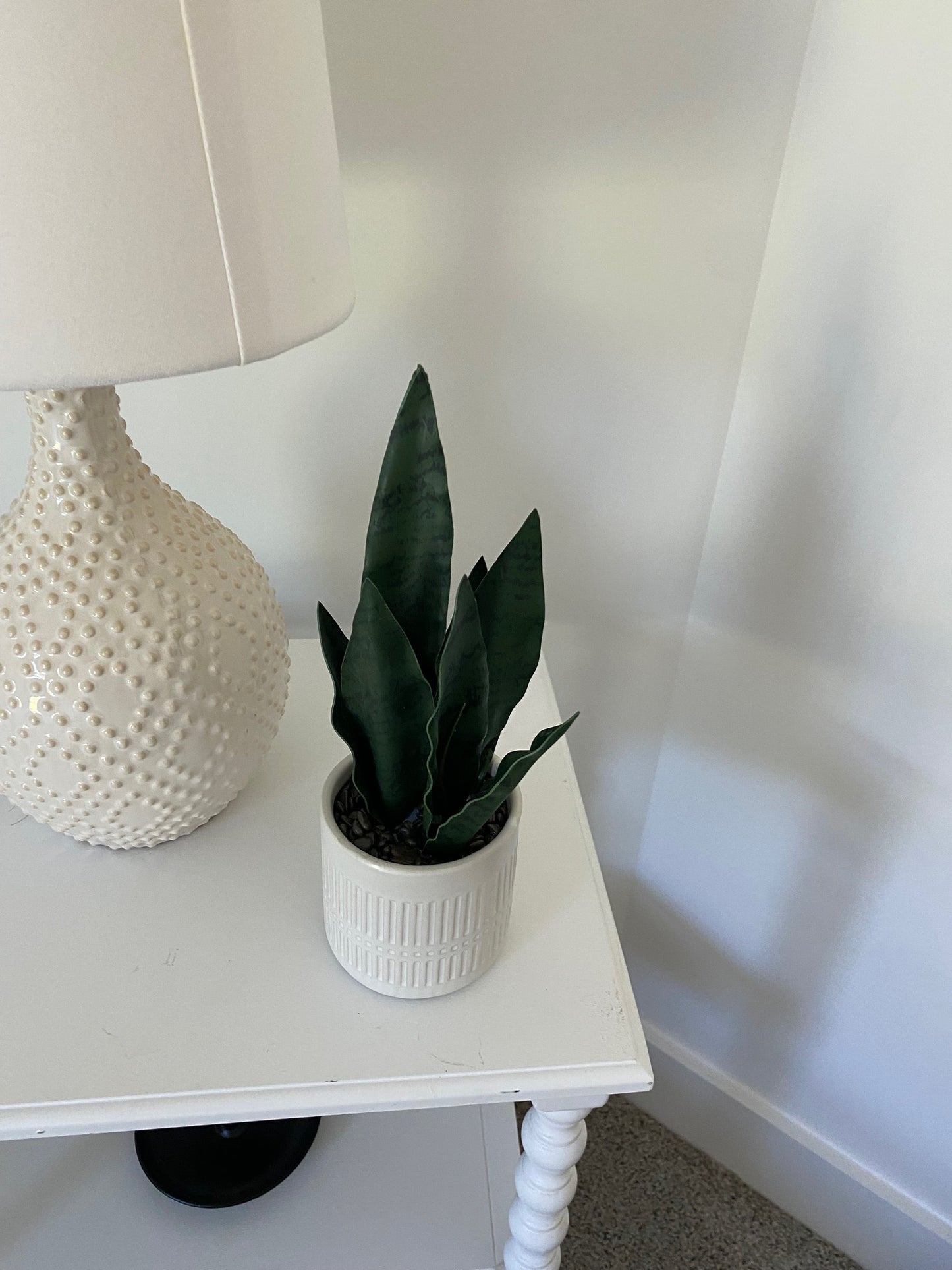 Faux Snake Plant in White Pot