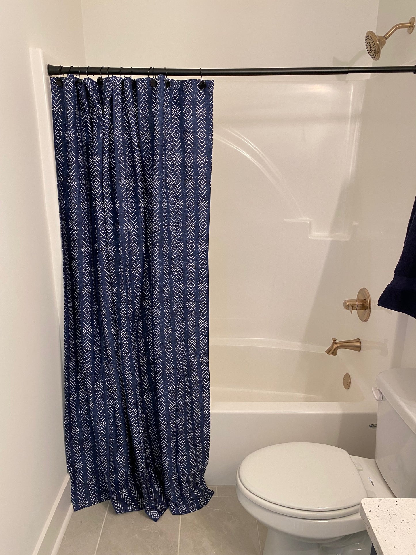 Navy Blue Modern Shower Curtain