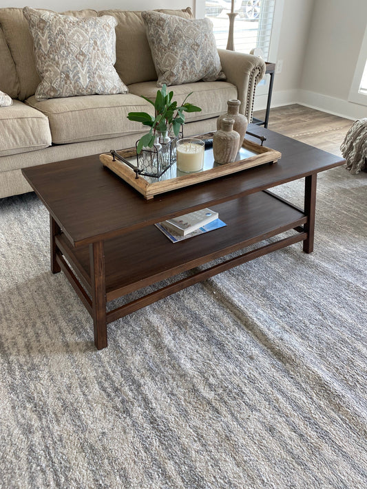 Dark Wood Rectangle Coffee Table