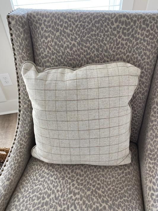 Checked Taupe Throw Pillow