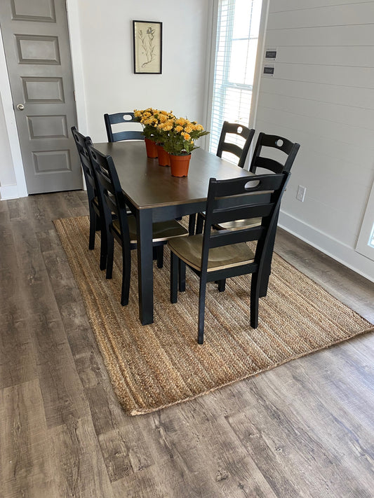 Black Top Wooden Dining Table