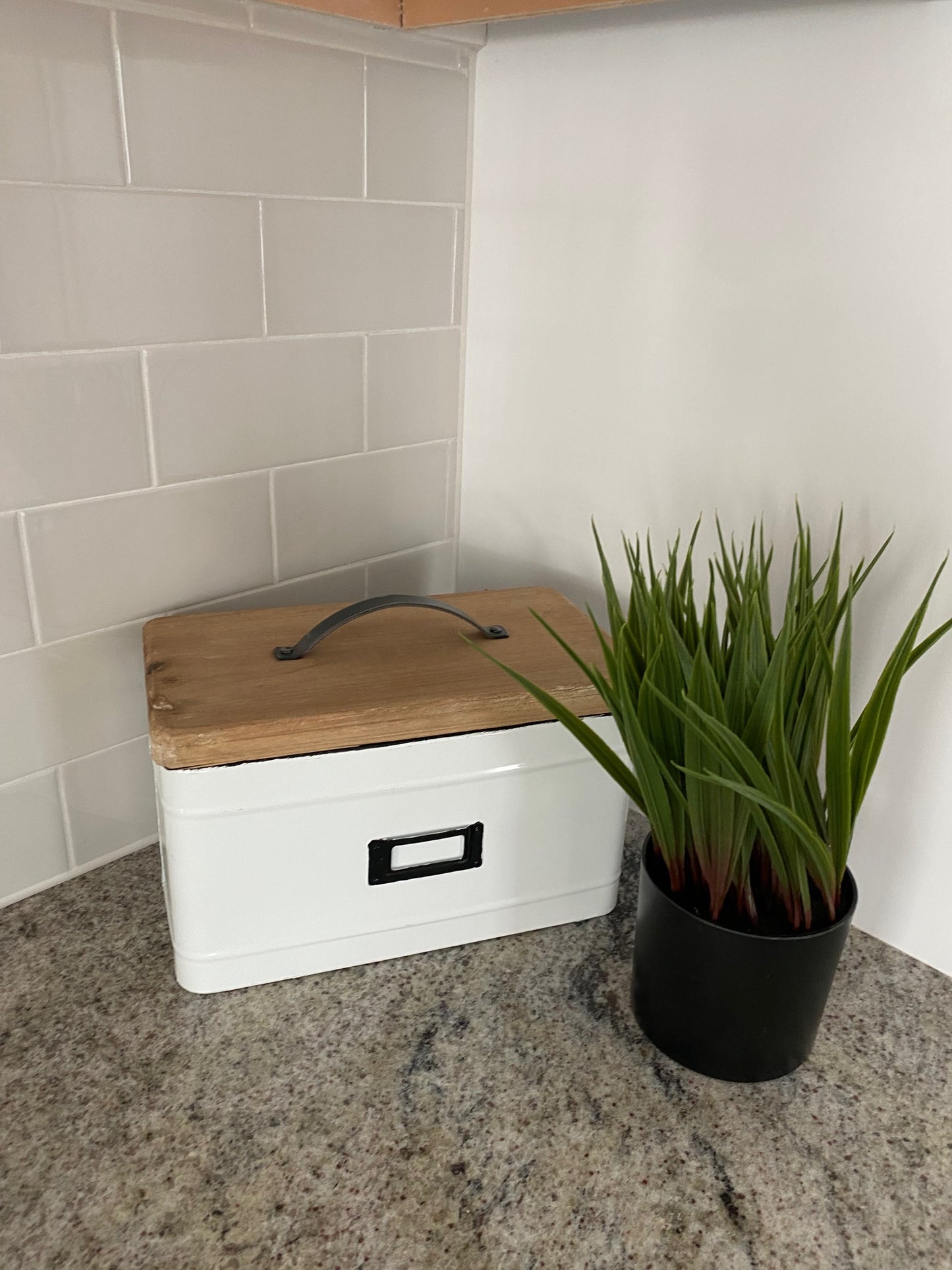 White and Wood Bread Box