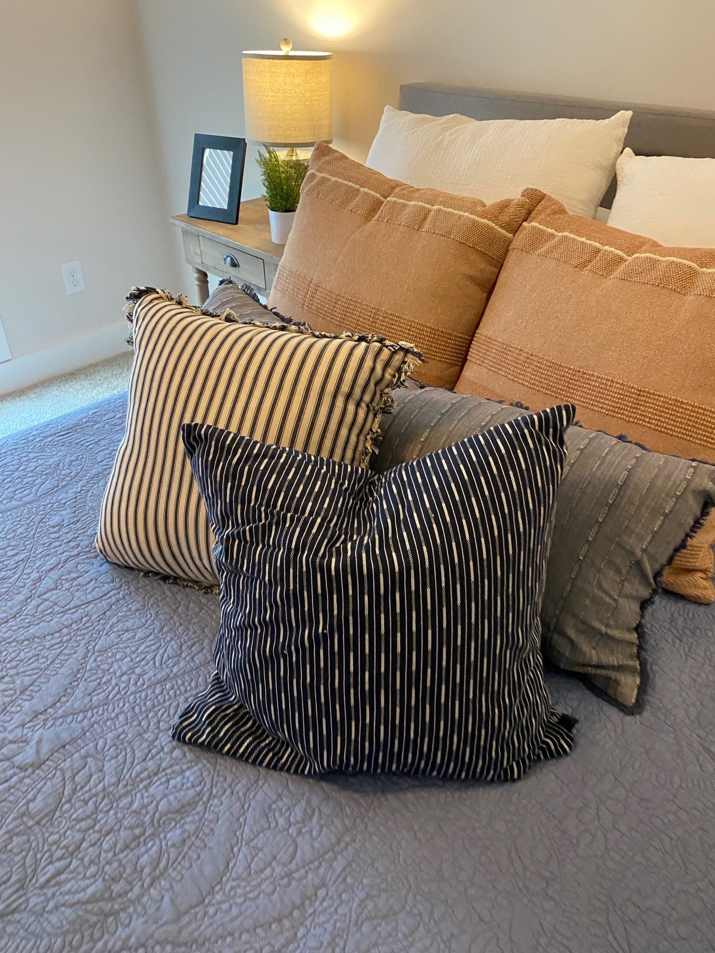 Navy Blue Pattern Throw Pillow