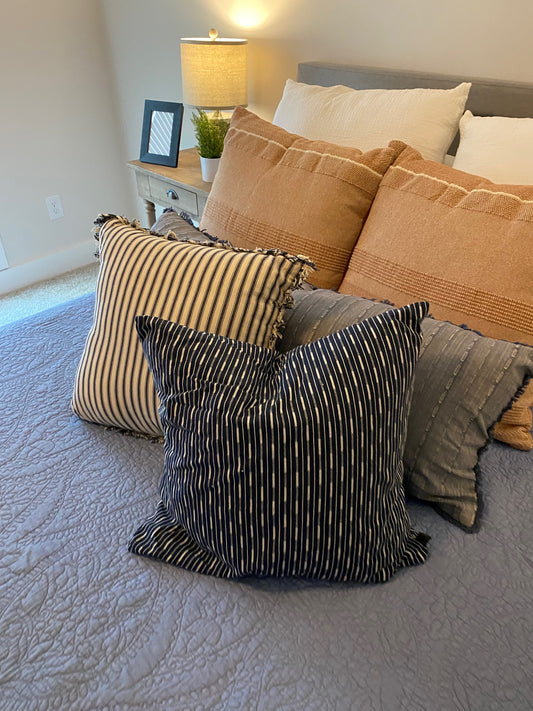 Navy Blue Pattern Throw Pillow