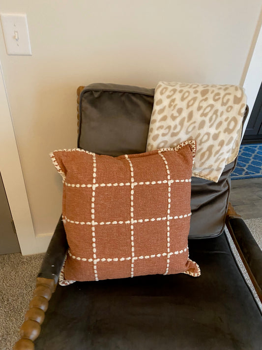 Rust Checked Throw Pillow