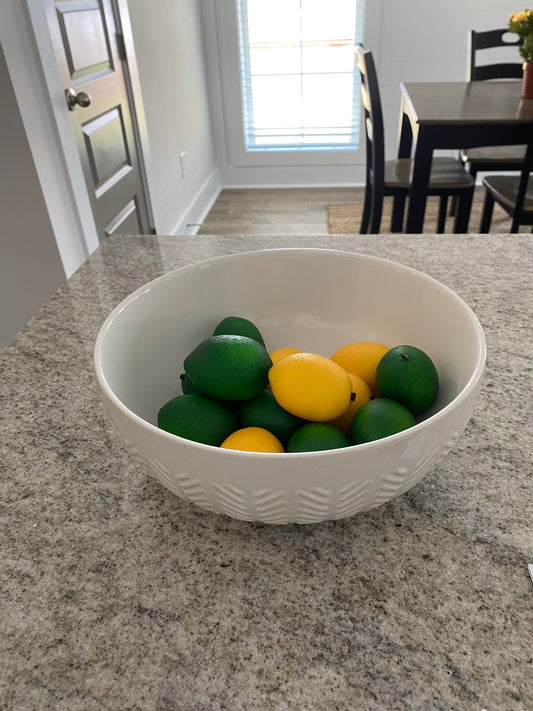 White Bowl with Lime and Lemon Filler