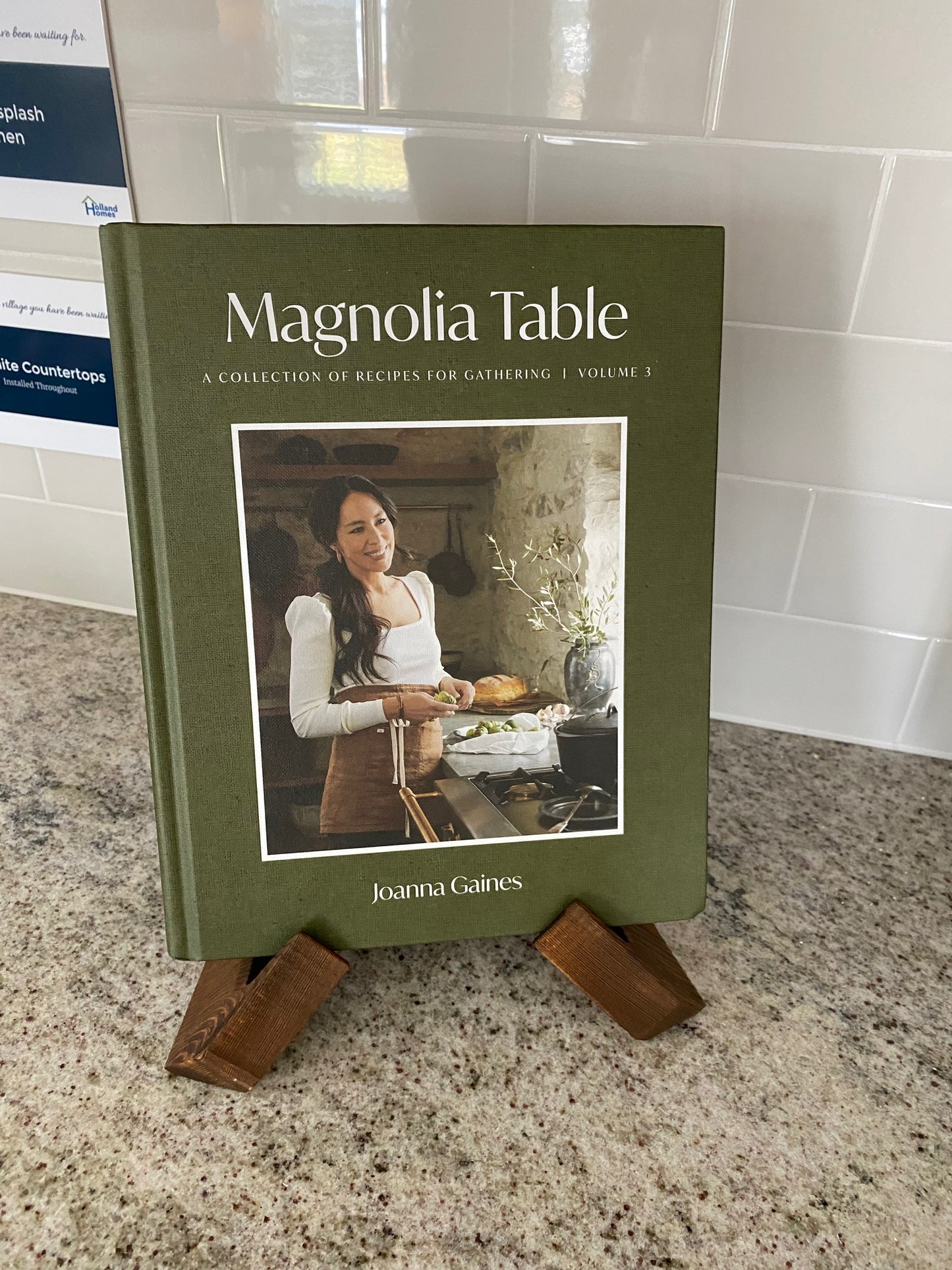 Magnolia Cookbook with Wooden X Stand