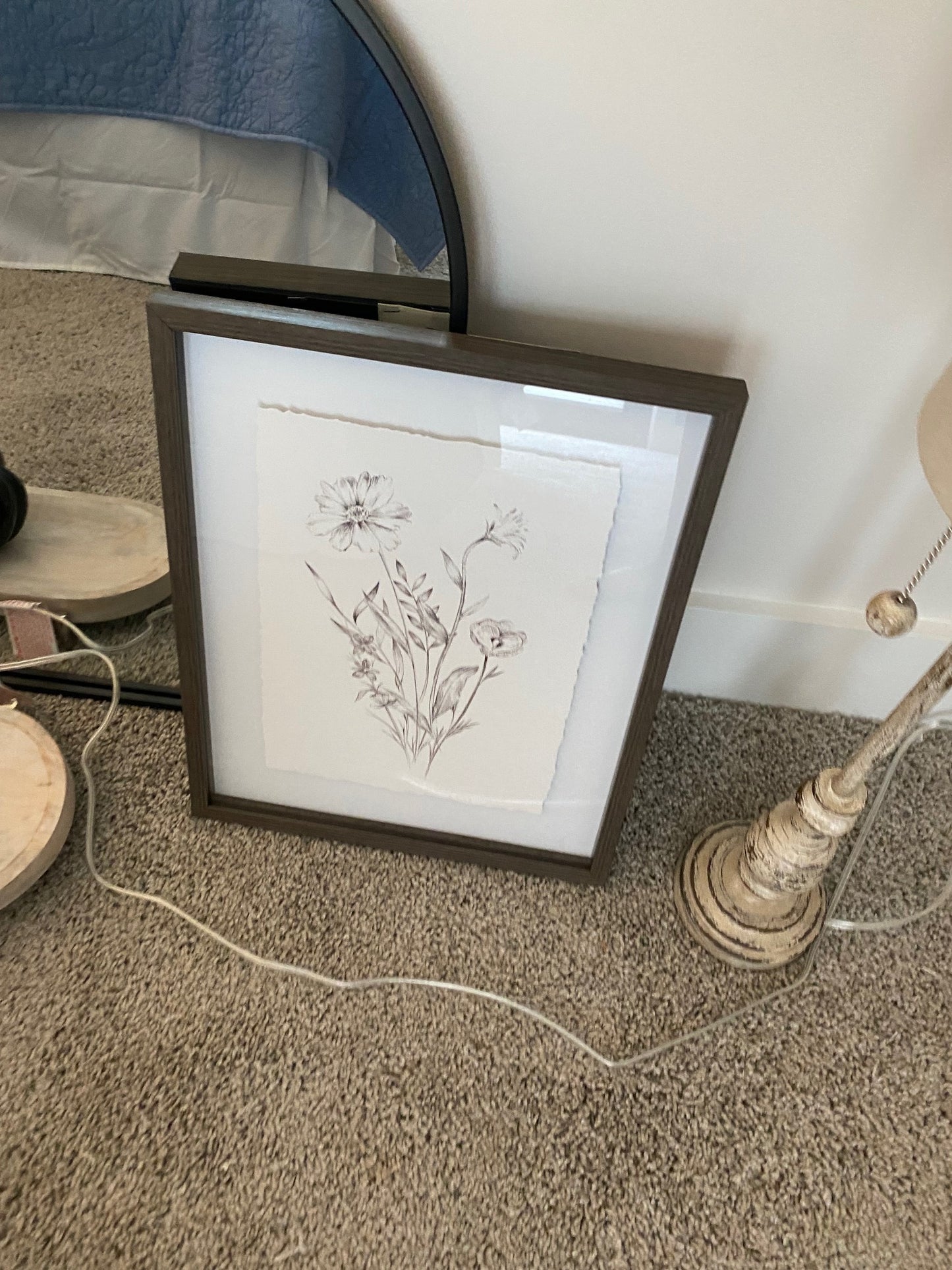 Wildflower Sketch Art with Black Frame