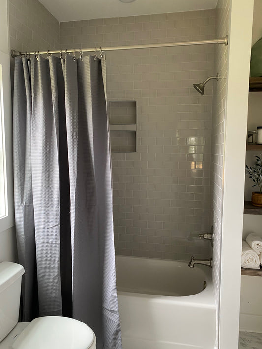 Gray Waffle Extra Length Shower Curtain