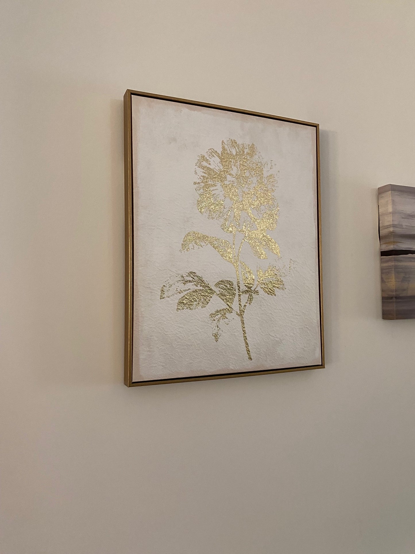 Gold Foil Floral Wall Canvas with Gold Frame