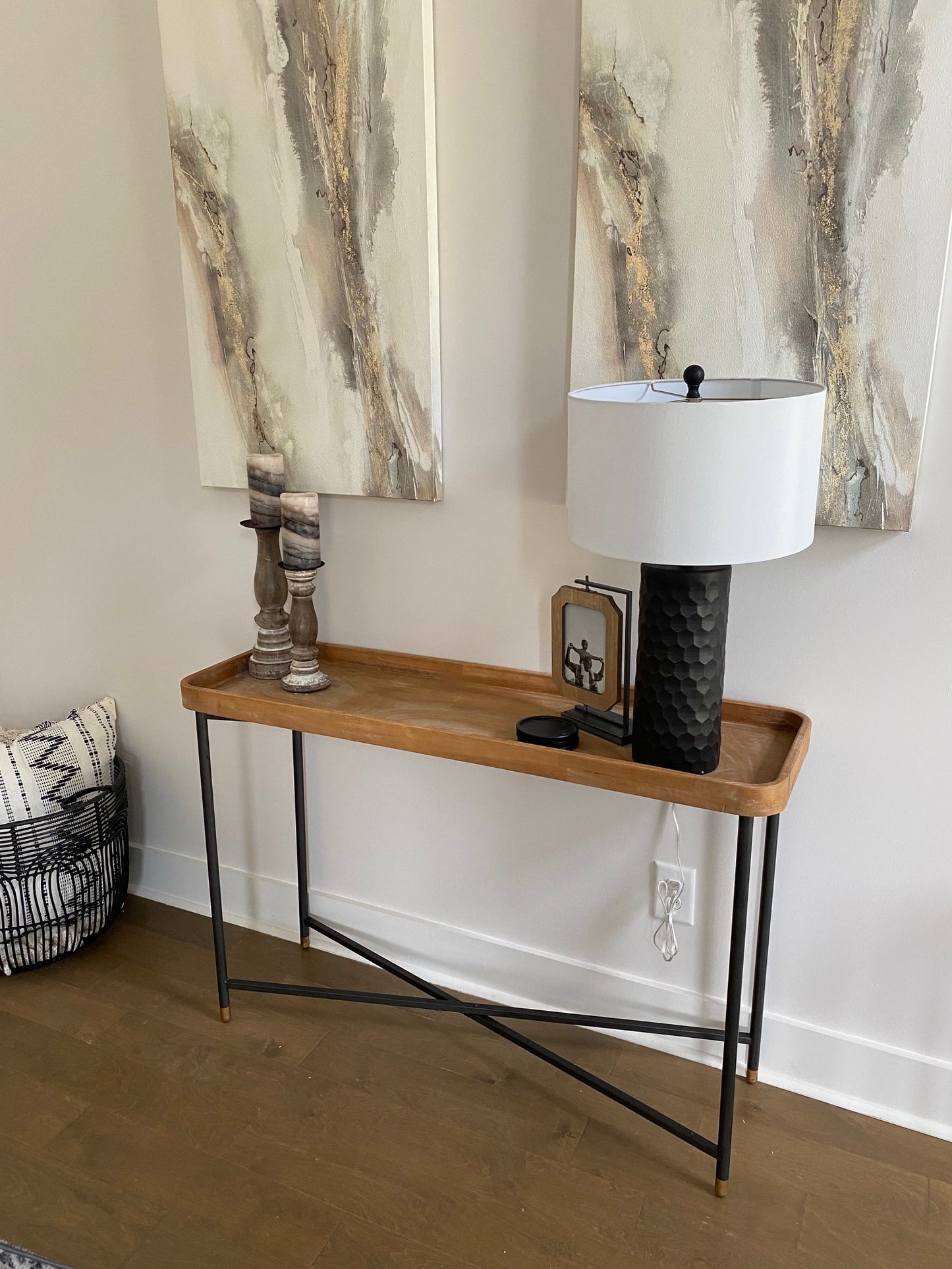 Small Wood and Metal Console Table