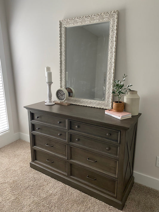 Large White Framed Mirror