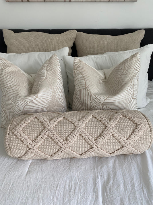 Natural Diamond Woven Bolster Pillow