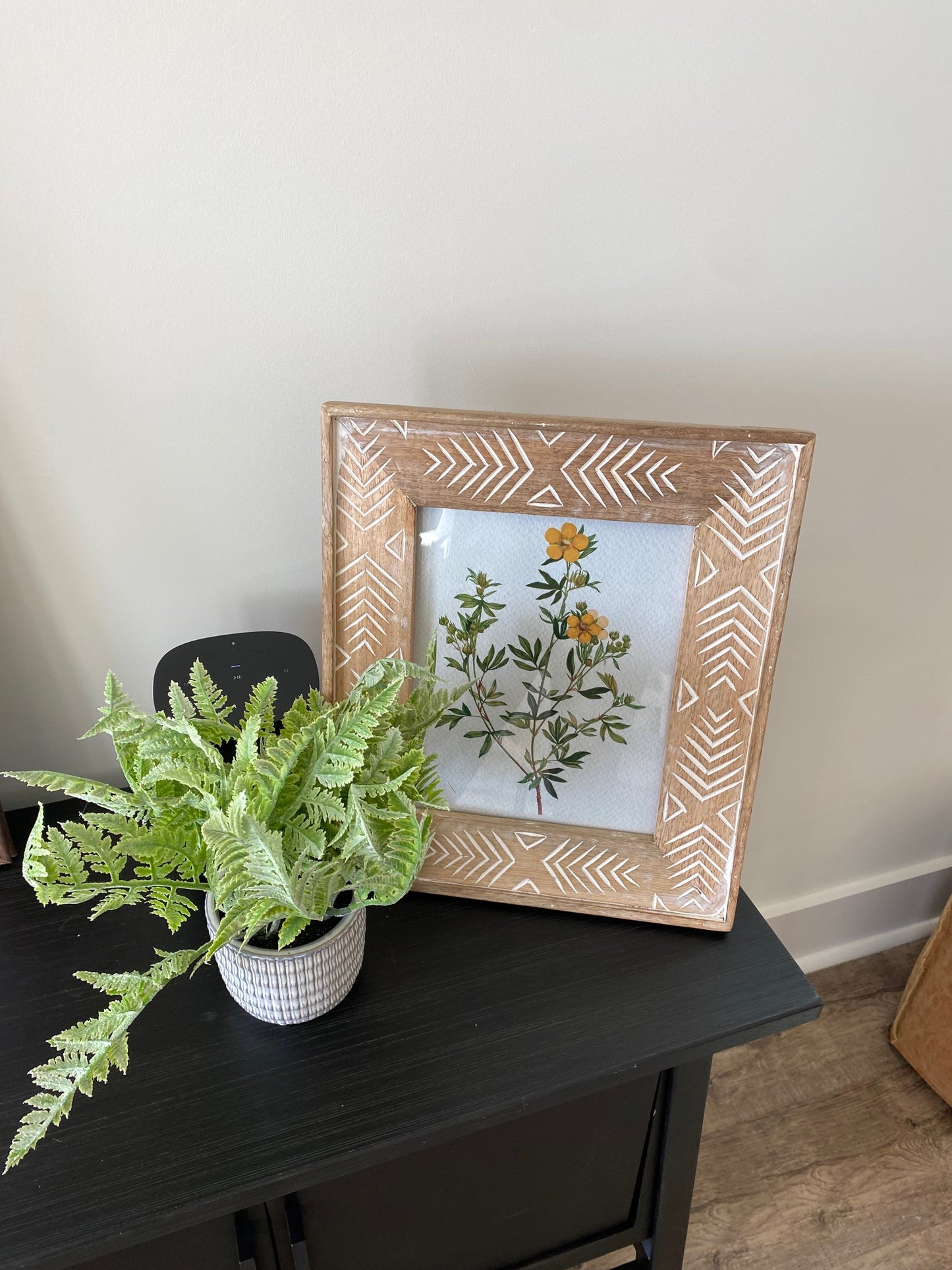 Leafy Potted Plant in Gray Pot