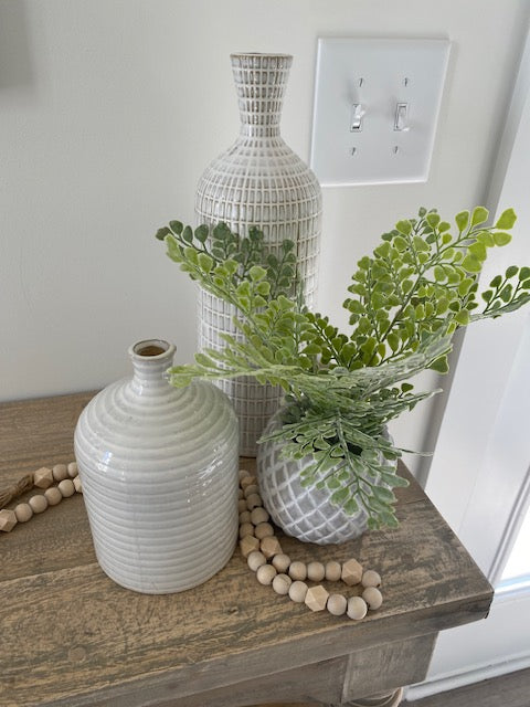 White Skinny Stripe Vase