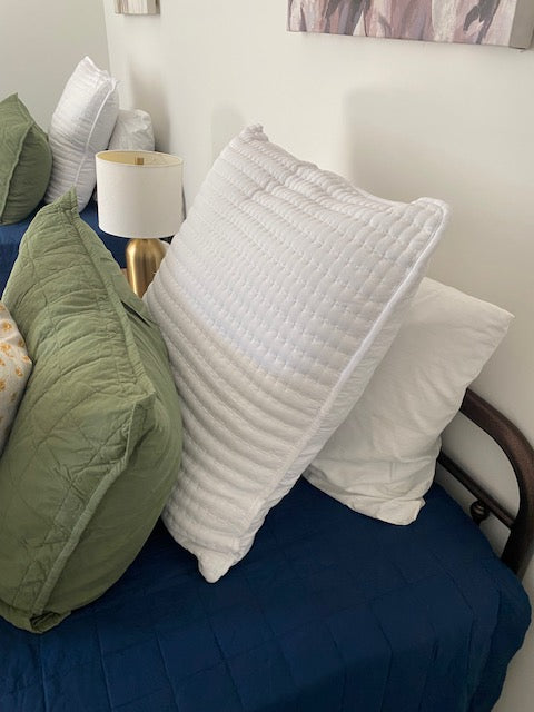 Bright White Pintucked Euro Pillows - Set of 2